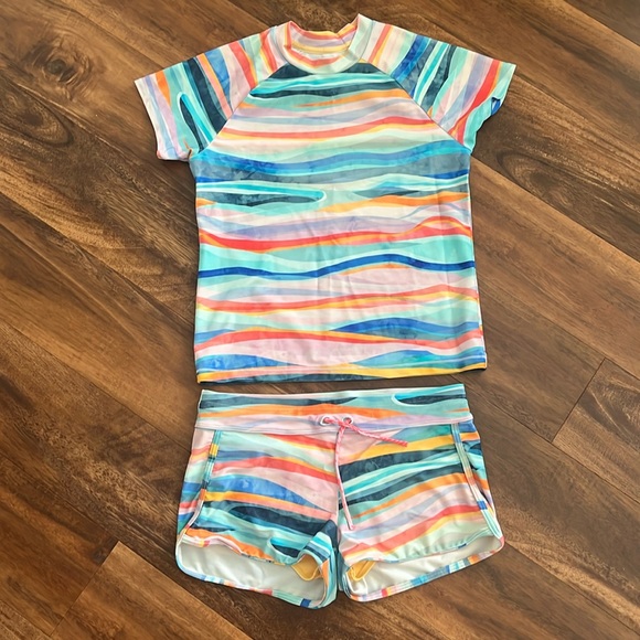 Athleta Other - Athleta Girl Swimming Shirt & boy shorts XXL/16